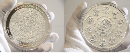 1350 Eur $100 Calendario Azteca 2009  Mexico  1 KG  Plata 999  MUY RARA  SOLO 1500 MONEDAS ACUÑADAS